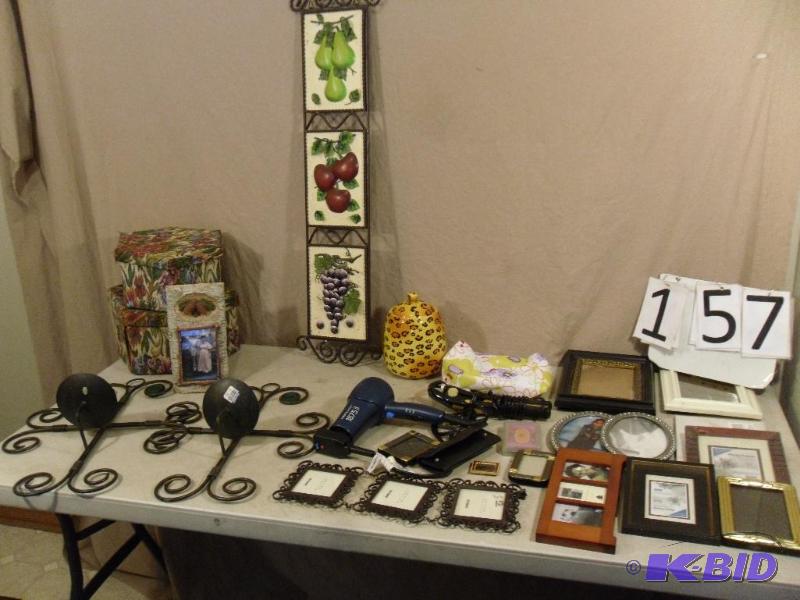 lot 157 image: Lot of Pictures Frames, Hair Dryer, Flat Iron...