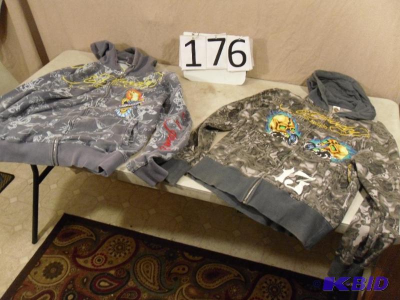 lot 176 image: Lot of 2 Ed Hardy Sweatshirts. Sizes M and 2X...