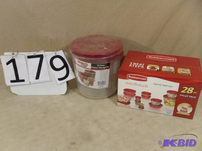 lot 179 image: New 28 pc Rubbermaid Storage Containers and N...