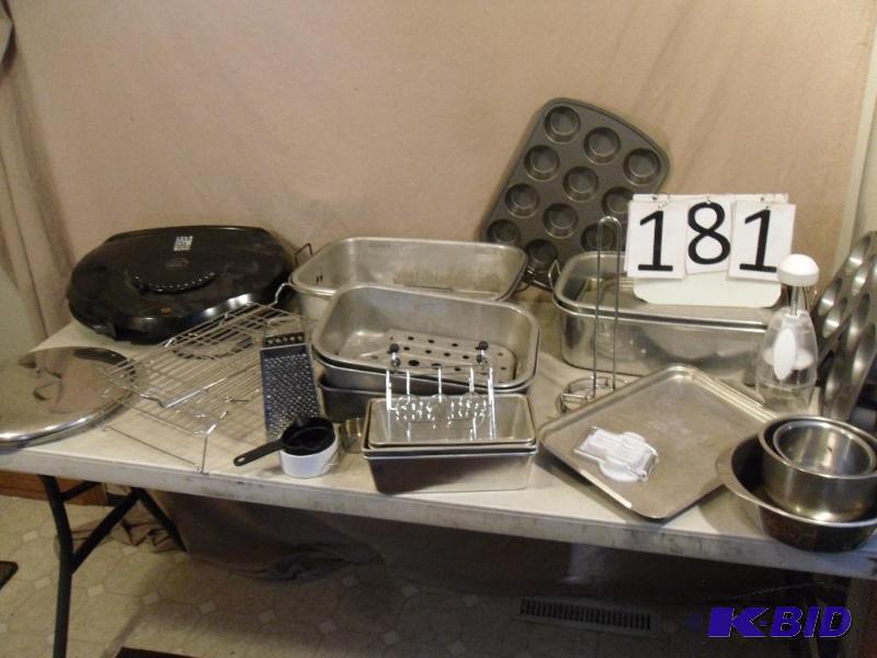 lot 181 image: Lot of Pots, Pans, George Foreman, and More. ...