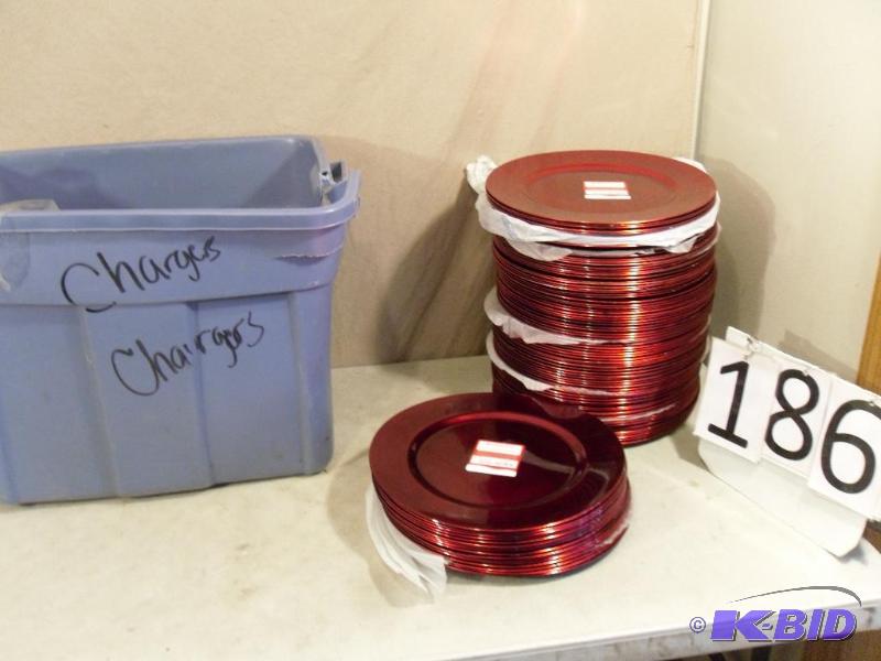 lot 186 image: Large Lot of Charger Plates. Look new but edg...