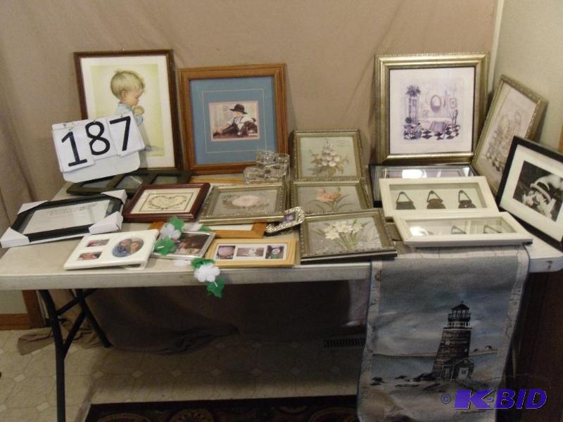 lot 187 image: Lot of Framed Pictures and Decor. One frame h...