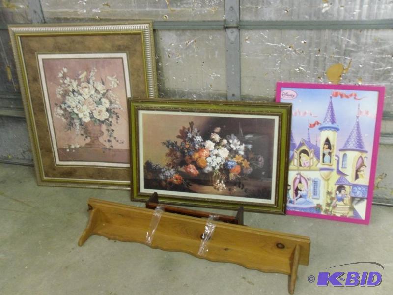 lot 200 image: Large Framed prints (no glass in largest) and...