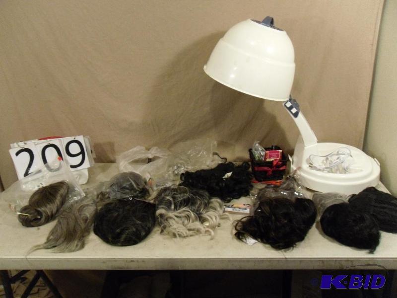 lot 209 image: Wigs, Hair, Portable Hair Dryer, and More....