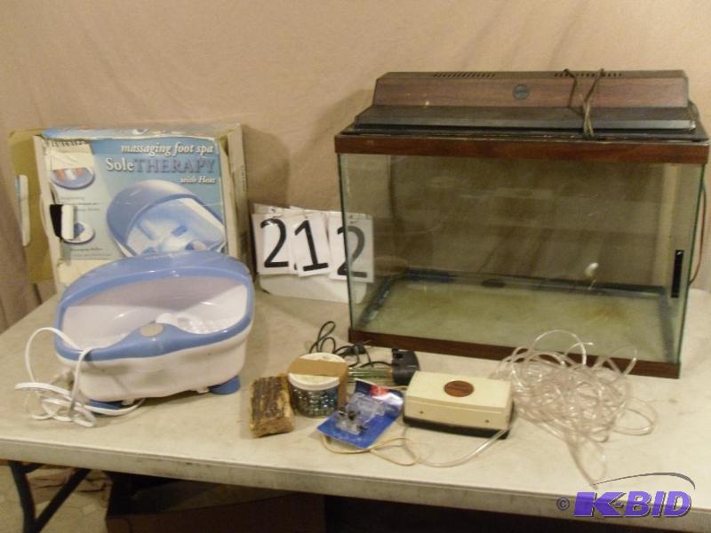 lot 212 image: Aquarium, Pump, Heater, Foot Spas, and More. ...