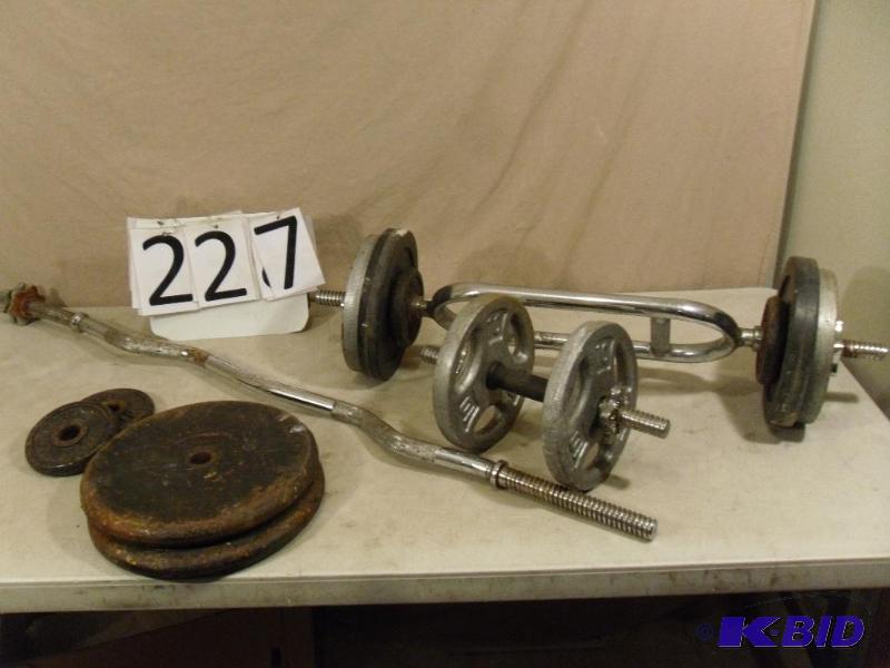 lot 227 image: Lot of Assorted Golds Gym&nbspCurling Bars. ...