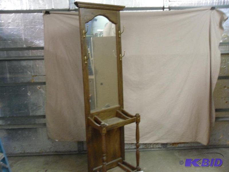 lot 237 image: Coat rack  mirror. Neat little piece. Approx...