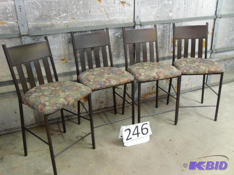 lot 246 image: 4 High top chairs. Metal frame. Easily recove...