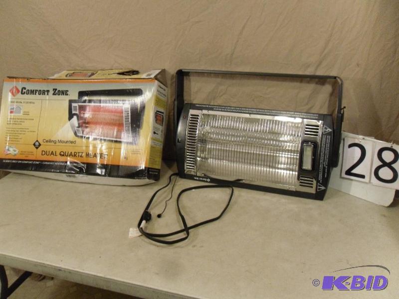 lot 28 image: Comfort Zone Dual Quartz Heater. 1500 Watts. ...