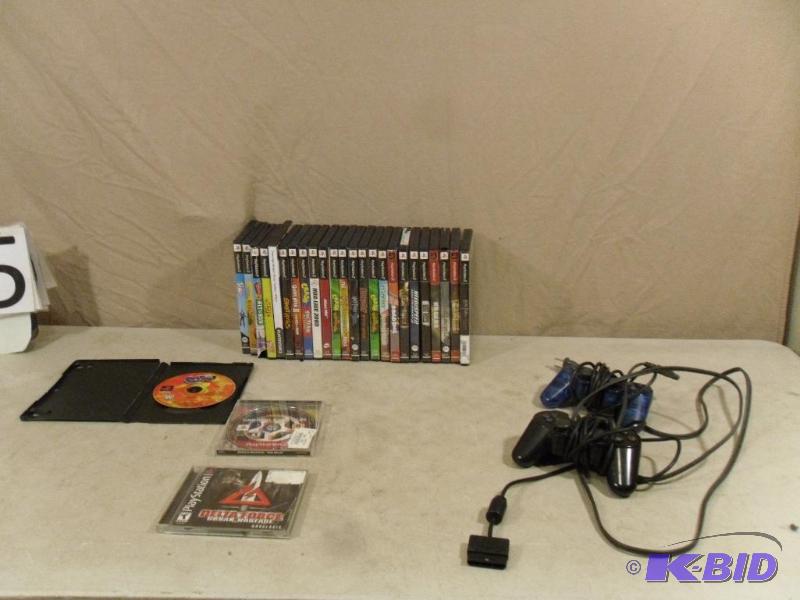 lot 5 image: Lot of 27 Playstation 2 Games and 2 Controlle...