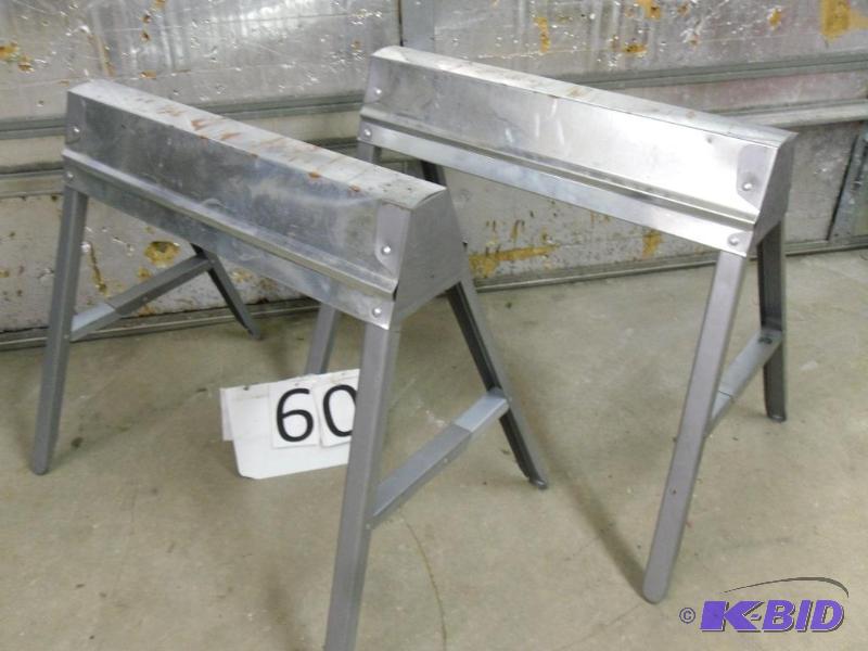 lot 60 image: Pair of sawhorses. Folding style. ...