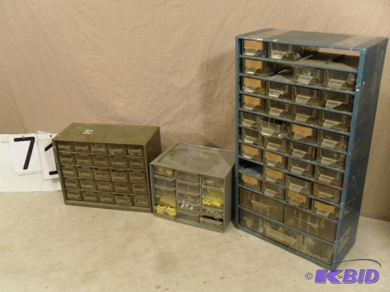 lot 71 image: 3 hardware organizers with assorted hardware....