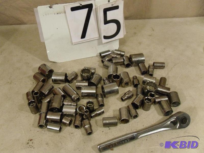 lot 75 image: Sockets and ratchet. Craftsman 12 drive....