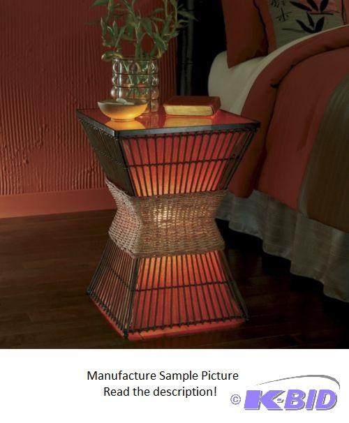 lot 126 image: Cane Lighted Table -&nbspNatural seagrass fi...