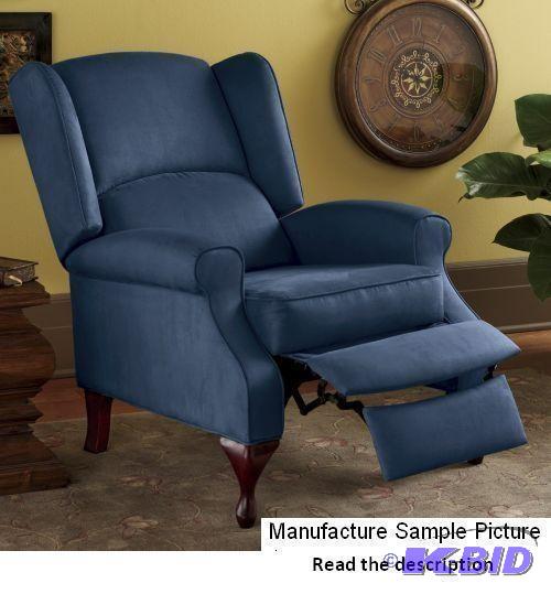 lot 13 image: Blue Exclusive Pushback Recliner - This wingb...