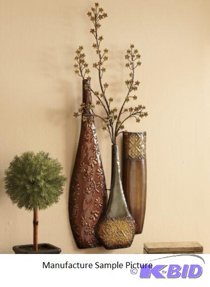 lot 140 image: 3D Vase Wall Art -&nbspEmbossed, stamped met...