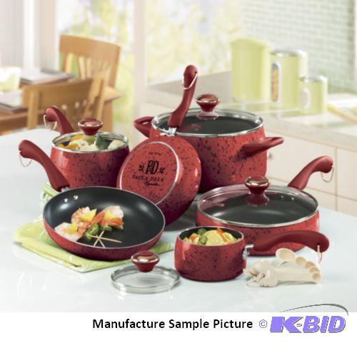 lot 153 image: Paula Deen&nbsp15 Piece Cookware Set - Red -...