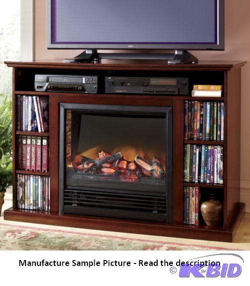 lot 176 image: Cherry Finish Media TV StandFireplace - ...