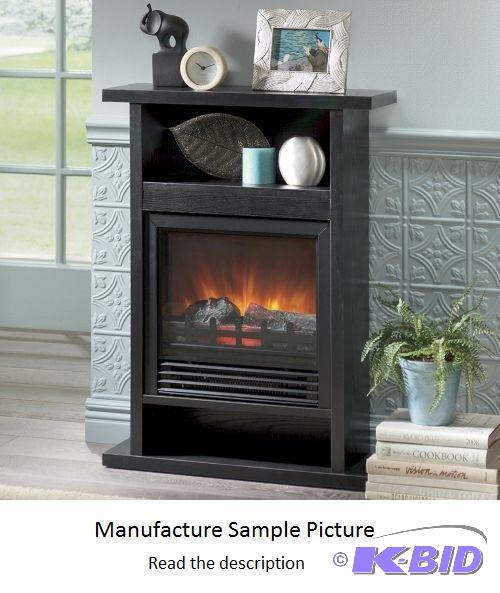 lot 181 image: Black Petite Fireplace Mantel with Electric I...