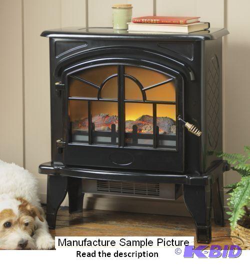lot 183 image: Black Freestanding Electric Fireplace - The s...