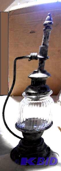 lot 23 image: Distressed Metal and Glass Candle Holder - Mi...