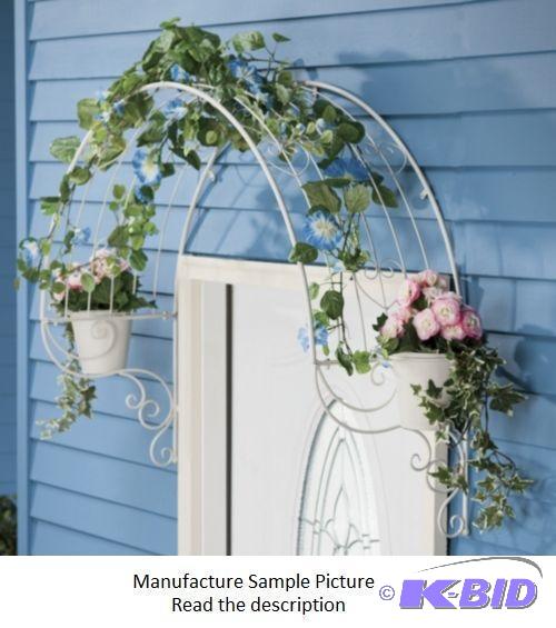 lot 41 image: Arch Trellis with Planters - Offwhite metal -...
