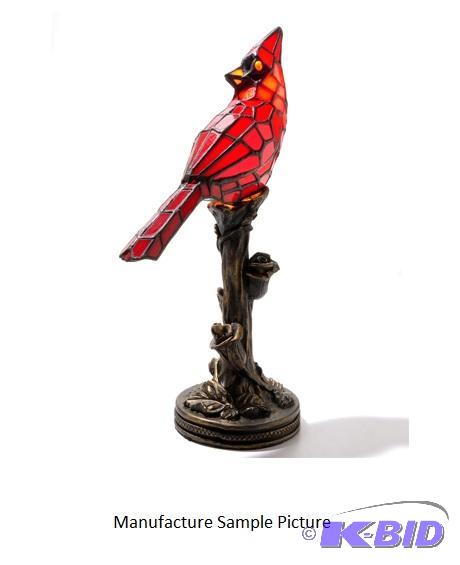 lot 57 image: Stained Glass Cardinal Table Lamp -&nbspThis...