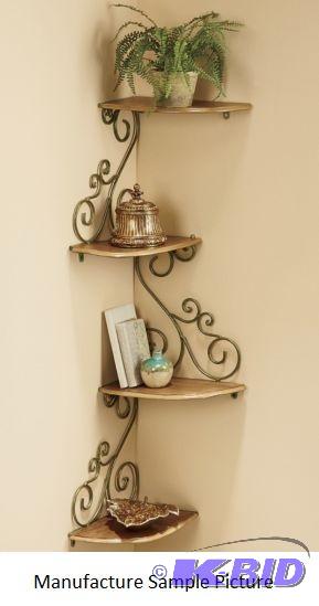 lot 66 image: Scroll Corner Shelf -&nbspSturdy goldtone pa...