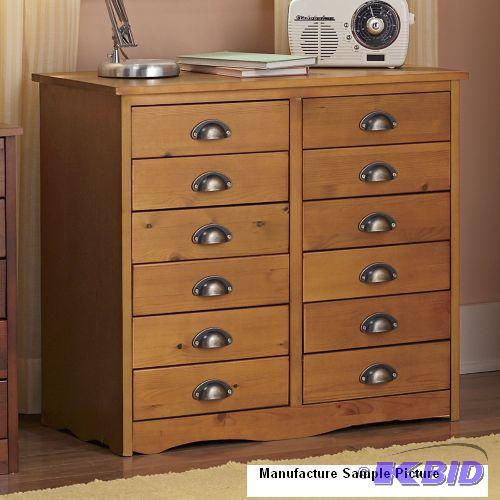 lot 77 image: 12 Drawer Taboret Cabinet - Natural Pine Fini...