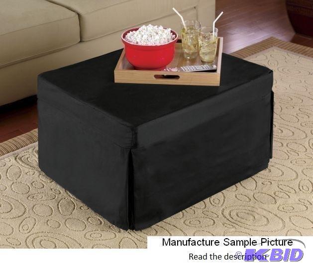lot 86 image: Folding Sleeper Ottoman - Has black slip cove...