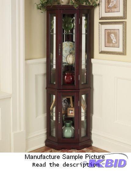 lot 88 image: Cherry Corner Curio Cabinet Exclusive - Mirro...