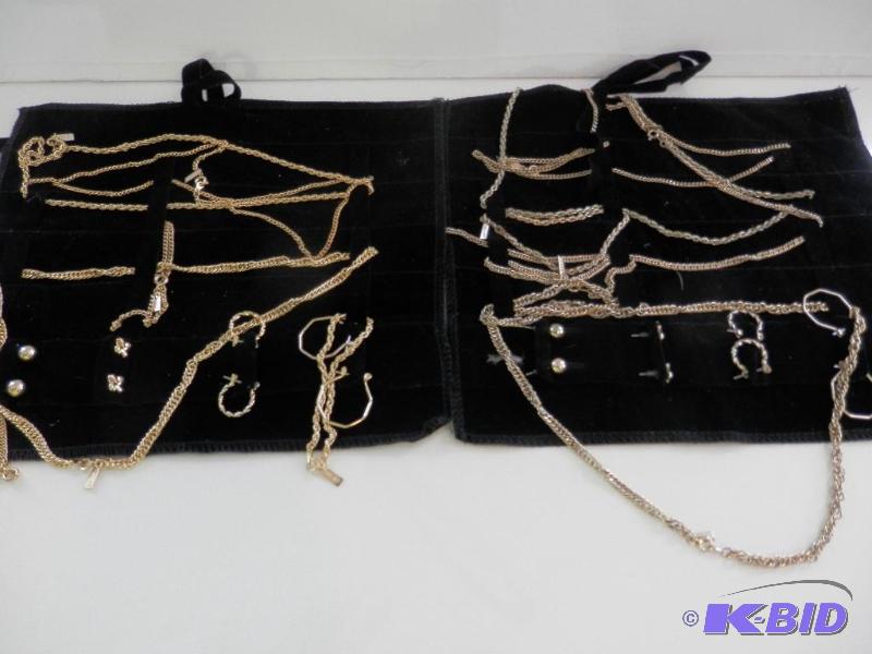 Lot of 18k gold plated chains and earings.