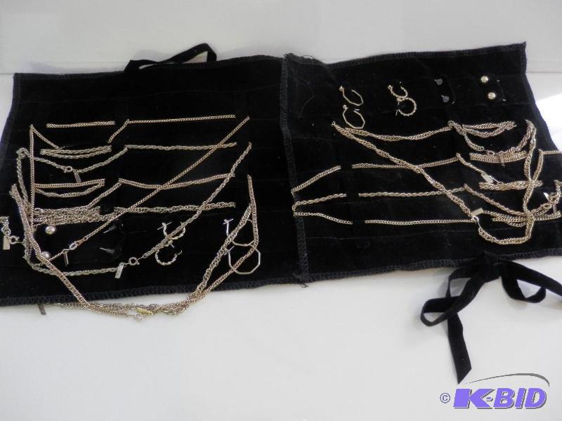 Lot of 18k gold plated chains and earings.