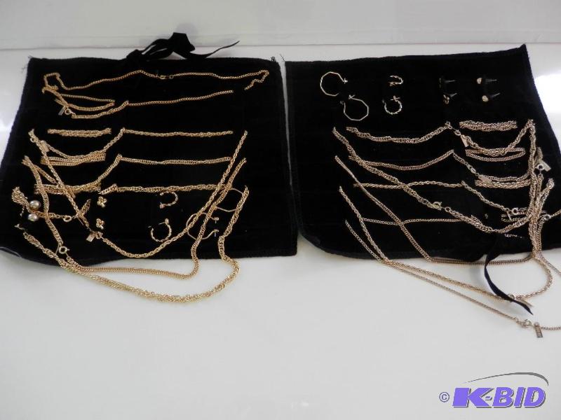 Lot of 18k gold plated chains and earings.