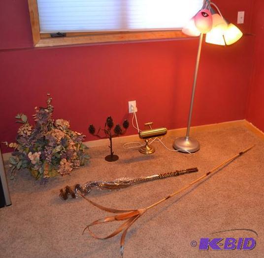 lot 181 image: Brass acorn shaped candle holder floor lamp p...