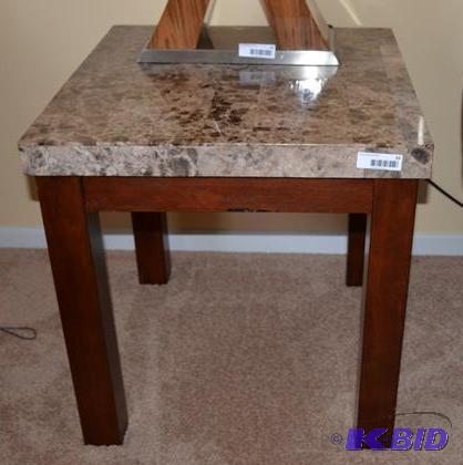 lot 10 image: Wooded living room lamp table 24x26x25" ...