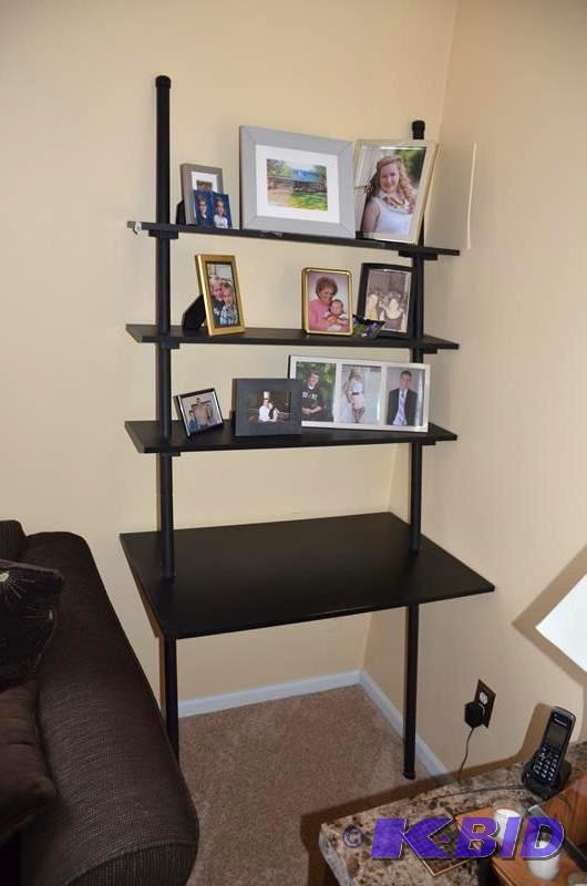lot 11 image: Black Wood ladder desk 36x72"...