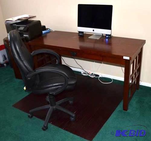 lot 21 image: Mission style Wood Computer desk 25x60x30&quo...