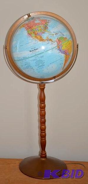 lot 25 image: 12" diameter globe on 35" stand. Re...