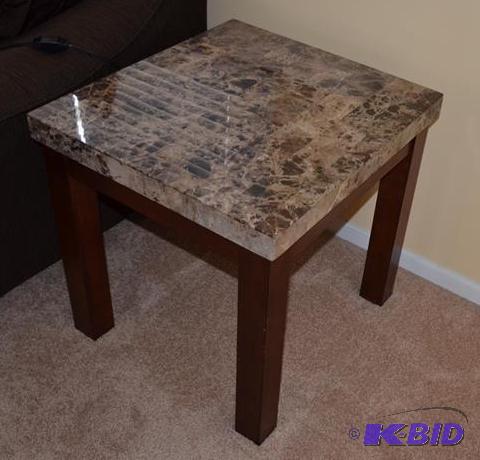 lot 4 image: Wooded living room lamp table 24x26x25" ...