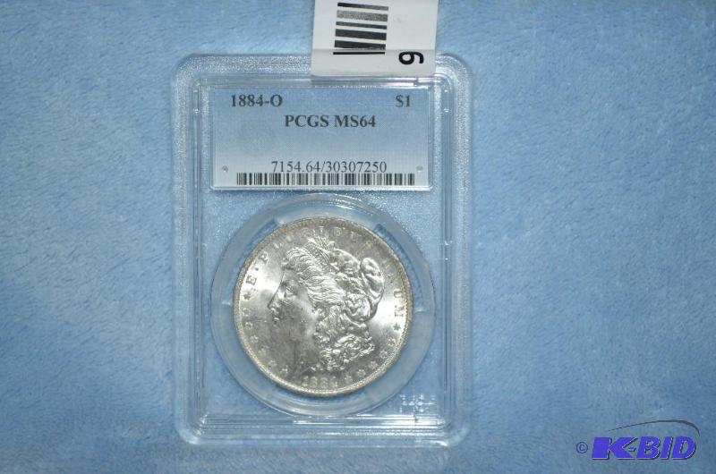 lot 42 image: 1884-O&nbspMorgan Silver Dollar PCGS MS64  &...