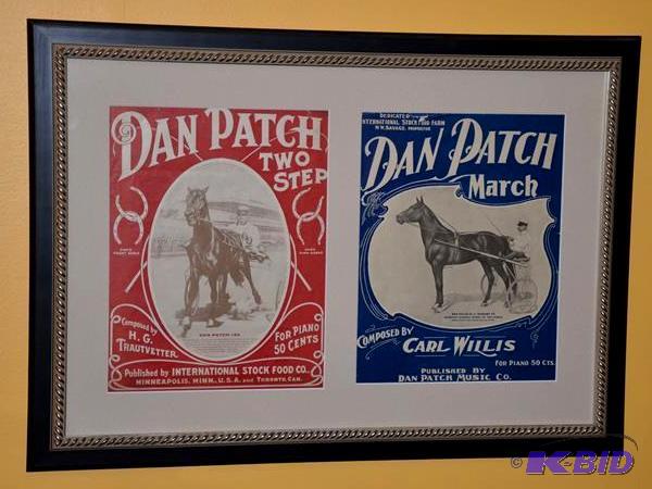 lot 9 image: Collectible antique Dan Patch framed sheet mu...