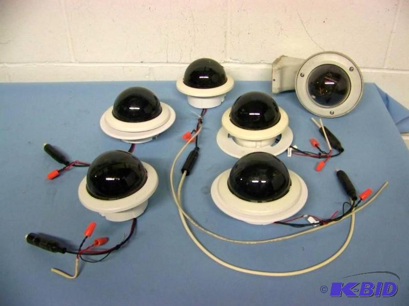 lot 29 image: (6) Pelco, Color CCTVSecuritySurveillance Cameras with Plastic Casing and Dome Covers