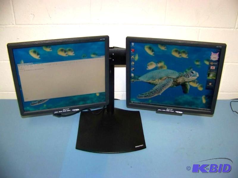 lot 49 image: Ergotron, Dual DisplayLift, Computer Monitor Stand and (2) Acer, 17 LCD Monitors