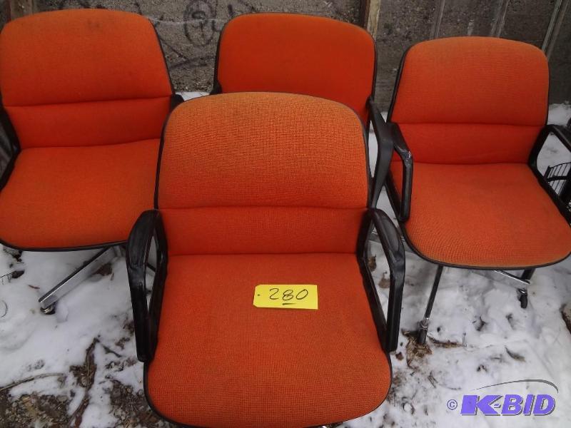 (4) Orange Cloth Chairs