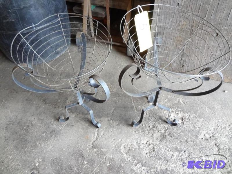 Pair Metal Plant Baskets