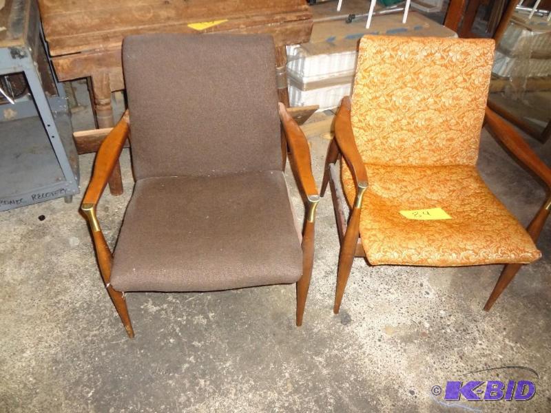 Mid Century WoodBrass Chairs