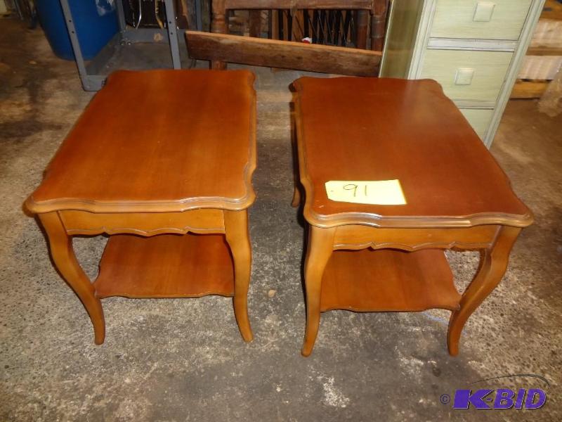 Pair of Wood Enf Tables