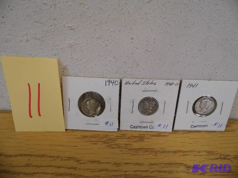 3 Mercury Dimes