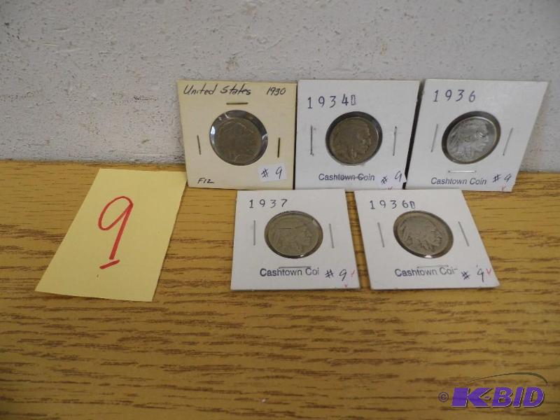 5 Buffalo Nickels
